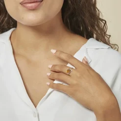 Histoire d'Or Bague Argent Blanc Nailla Ambre* Bagues|Bagues Fantaisie