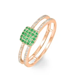 Histoire d'Or Bague Aude Or Rose Emeraude Et Diamant* Bagues|Bagues Avec Pierre