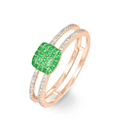 Hot Histoire d'Or Bague Aude Or Rose Grenat Et Diamant