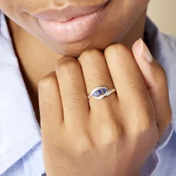 Outlet Histoire d'Or Bague Aurora Or Bicolore Saphir Et Diamant