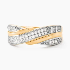 Clearance Histoire d'Or Bague Bandeau Or Jaune Oxyde De Zirconium