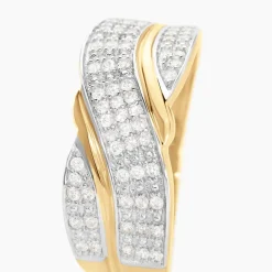 New Histoire d'Or Bague Bandeau Or Jaune Oxyde De Zirconium