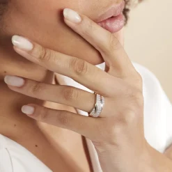 New Histoire d'Or Bague Bandeau Or Jaune Oxyde De Zirconium