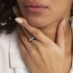 Best Histoire d'Or Bague Barette Bicolore Ceramique Argent Blanc Oxyde De Zirconium