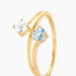 Outlet Histoire d'Or Bague Beauté Bleutée Or Jaune Topaze Oxyde De Zirconium