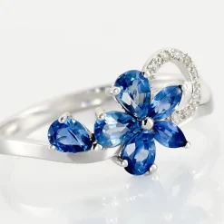 Hot Histoire d'Or Bague Bouquet Or Blanc Saphir Et Diamant