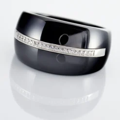 Histoire d'Or Bague Ceramik Design Argent Blanc Oxyde De Zirconium Et Céramique* Bagues|Bagues Avec Pierre