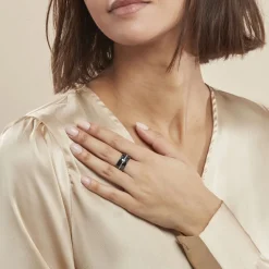 Histoire d'Or Bague Ceramik Design Argent Blanc Céramique Et Strass* Bagues|Bagues Fantaisie