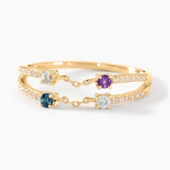 New Histoire d'Or Bague Chaîne Universe Or Jaune Améthyste Topaze