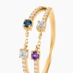 New Histoire d'Or Bague Chaîne Universe Or Jaune Améthyste Topaze