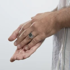 Outlet Histoire d'Or Bague Chevalière Acier Vieillit Teodor Oxydes De Zirconium