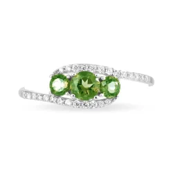 Histoire d'Or Bague Chloe Or Blanc Péridot Et Oxyde De Zirconium* Bagues|Bagues Avec Pierre