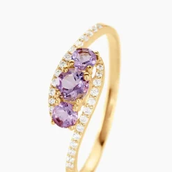 Discount Histoire d'Or Bague Chloe Or Jaune Amethyste Et Oxyde De Zirconium or jaune amethyste violette