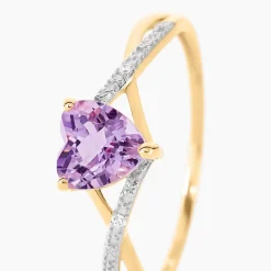 Outlet Histoire d'Or Bague Clothilde Or Jaune Amethyste Et Oxyde De Zirconium or jaune amethyste violette