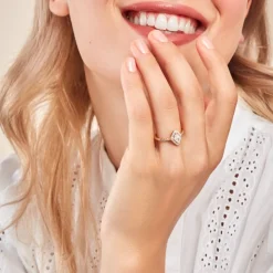 Clearance Histoire d'Or Bague Collection Icone Or Jaune Diamant Synthétique or blanc diamant synthétique blanc