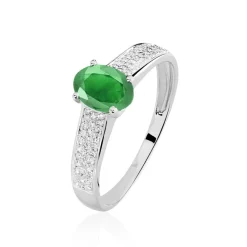 New Histoire d'Or Bague Crista Or Blanc Emeraude Et Diamant
