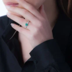 New Histoire d'Or Bague Crista Or Blanc Emeraude Et Diamant