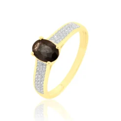 Hot Histoire d'Or Bague Crista Or Jaune Quartz Et Diamant or jaune quartz marron