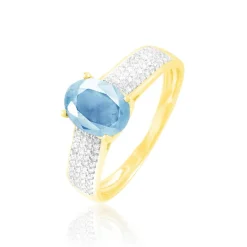 Online Histoire d'Or Bague Crista Or Jaune Topaze Et Diamant or jaune topaze bleu sky