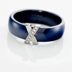 Outlet Histoire d'Or Bague Cronos Argent Blanc Céramique Oxyde