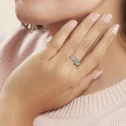 Discount Histoire d'Or Bague Denise Or Blanc Emeraude Et Diamant