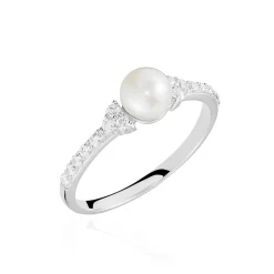 Online Histoire d'Or Bague Florenty Argent Blanc Perle De Culture Et Oxyde De Zirconium