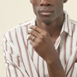 Online Histoire d'Or Bague John Acier Bicolore Plaque Or Jaune