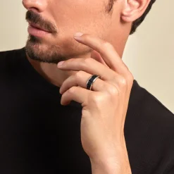 JOURDAN Bague Oahu Acier Blanc Et Noir* Bagues|Bagues Sans Pierre