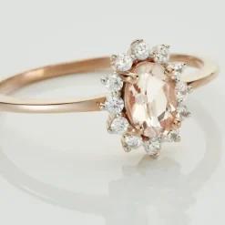 Histoire d'Or Bague Jozsua Or Rose Morganite Peche Oxyde De Zirconium* Bagues|Bagues Avec Pierre