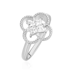 Hot LAETIZIA Bague Fleur Argent Blanc Oxyde De Zirconium
