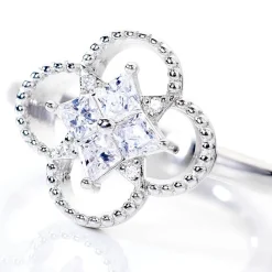 Hot LAETIZIA Bague Fleur Argent Blanc Oxyde De Zirconium