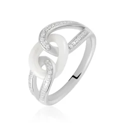 New Histoire d'Or Bague Link Argent Blanc Céramique Et Oxyde De Zirconium