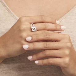 New Histoire d'Or Bague Link Argent Blanc Céramique Et Oxyde De Zirconium