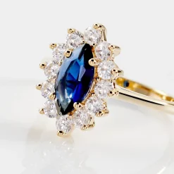 Hot Histoire d'Or Bague Lisea Plaqué Or Jaune Verre Et Oxyde De Zirconium plaqué or jaune verre bleu