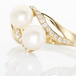 Histoire d'Or Bague Loeva Or Jaune Perle De Culture Et Oxyde De Zirconium* Bagues|Bagues Avec Pierre