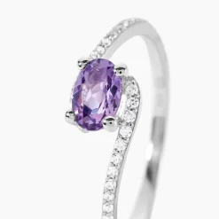 Histoire d'Or Bague Loriane Or Blanc Amethyste Et Oxyde De Zirconium* Bagues|Bagues Avec Pierre