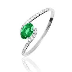 Hot Histoire d'Or Bague Loriane Or Blanc Emeraude Et Diamant