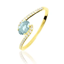 Outlet Histoire d'Or Bague Loriane Or Jaune Aigue Marine Et Diamant