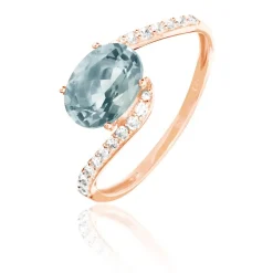 Histoire d'Or Bague Loriane Or Rose Aigue Marine Et Diamant