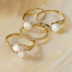 Histoire d'Or Bague Maria-francoise Or Jaune Perle De Culture Et Oxyde De Zirconium* Bagues|Bagues Avec Pierre