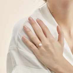 Online Histoire d'Or Bague Maria-theresa Or Jaune Perle De Culture Et Oxyde De Zirconium