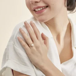 Online Histoire d'Or Bague Maria-theresa Or Jaune Perle De Culture Et Oxyde De Zirconium