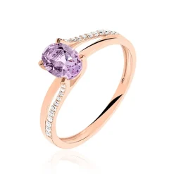 New Histoire d'Or Bague Marie-eva Or Rose Amethyste Et Oxyde De Zirconium or rose amethyste violette