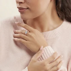 Outlet Histoire d'Or Bague Medyna Or Blanc Topaze Et Oxyde De Zirconium