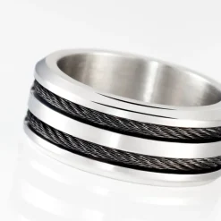 Histoire d'Or Bague Men's Steel Acier Blanc