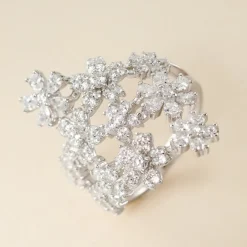 Online Histoire d'Or Bague Midnight Flower Argent Blanc Oxyde De Zirconium