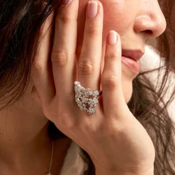 Online Histoire d'Or Bague Midnight Flower Argent Blanc Oxyde De Zirconium