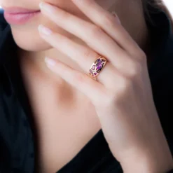 Best Histoire d'Or Bague Mosaique Or Rose Amethyste Et Rhodolite Et Saphir