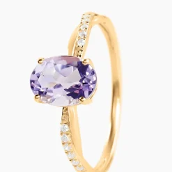 Outlet Histoire d'Or Bague Niklaus Or Jaune Améthyste Oxyde De Zirconium