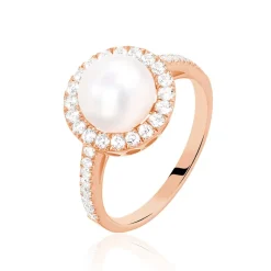 Histoire d'Or Bague Olivia Argent Rose Perle De Culture Et Oxyde De Zirconium* Bagues|Bagues Fantaisie